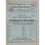 WEST HAM UNITED Home programme v. Brighton Reserves 31/8/1935, slightly creased Generally good