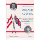 CHELSEA / ENGLAND Programme England v Austria at Stamford Bridge 7/12/1932. Ex Bound Volume.