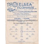 CHELSEA Single sheet home programme v Fulham 26/9/1921. London Professional Charity Fund. Ex Bound
