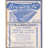 EVERTON V BOLTON WANDERERS 1938 Programme for the League match at Everton 29/1/1938, ex-binder and