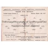 ARSENAL Home programme v. Everton 19/3/1927. Generally good