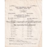 1969 FA YOUTH CUP FINAL / WBA V SUNDERLAND Single sheet programme for the 1st Leg at Albion 28/4/