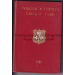 YORKSHIRE CRICKET ANNUAL 1914 Yorkshire CCC Annual 1914, hardback, red cloth, 248 pages. Generally