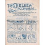 CHELSEA Home programme v Oldham Athletic 23/9/1922. Not Ex Bound Volume. Horizontal fold. No