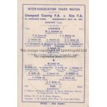 NEUTRAL AT EVERTON: Single sheet programme for Liverpool County FA v Eire FA 7/5/1947 team changes