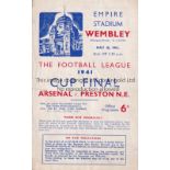 1941 WAR CUP FINAL / ARSENAL V PRESTON NORTH END Programme for the match at Wembley 10/5/1941, minor