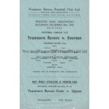 TRANMERE ROVERS V EVERTON 1944 Single sheet programme for the FL Cup tie at Tranmere 30/12/1944,