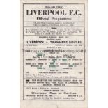 LIVERPOOL Joint issue single sheet home programme v. Tranmere Rovers FL War Cup 10/3/1945 and