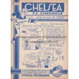 CHELSEA V ARSENAL 1938 Programme at Chelsea 15/10/1938. Not Ex Bound Volume. No writing. Generally