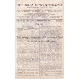 ASTON VILLA V COVENTRY CITY 1945 Programme for the FL North War Cup tie at Villa 10/2/1945, slight