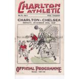 CHARLTON Home programme v Chelsea 27/12/1937. Lacks staples. Score inserted. Fair to generally good