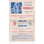 ENGLAND V SCOTLAND 1941 Programme for the International at Wembley 4/10/1941, very slightly