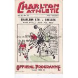 CHARLTON Home programme v Chelsea 7/4/1939. Light vertical fold. Generally good