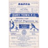 ARSENAL Programme for the away Metropolitan League match v. Bury Town 10/2/1968. Good