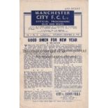 MANCHESTER CITY Programme for the Central League home match v. Huddersfield Town Reserves 27/12/