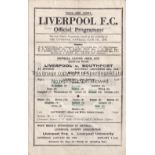 LIVERPOOL Single sheet home programme v. Southport FL War Cup 30/12/1944, team changes and scores