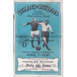 ENGLAND V SCOTLAND 1930 Programme for the International at Wembley, very slightly creased and very