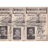 NEWCASTLE UNITED Seven home programmes for season 1951/2 v. Man. City, Derby minor tears, Swansea FA
