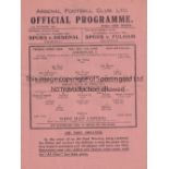ARSENAL Single sheet home programme v. West Ham United FL South 11/12/1943, slightly creased and