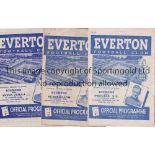 EVERTON Seven home programmes, 1947/8 v. Preston, Sunderland, Aston Villa, Liverpool and Arsenal