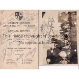 CARDIFF COSMOS ATHLETIC CLUB 1938 Signed menu for the Annual Dinner 25/2/1938 with 18 signatures