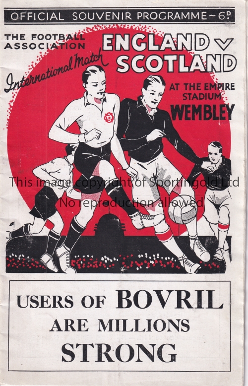 ENGLAND V SCOTLAND 1934 Programme for the International at Wembley. Good