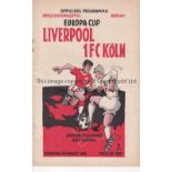 LIVERPOOL Programme for the European Cup Replay match v 1FC Cologne played in Amsterdam 24/3/1965.