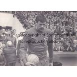WALES V ENGLAND 1967 An original 12" X 9" B/W photo of Mike England leading out the Wales team for