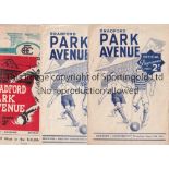 BRADFORD PA Three Bradford Park Avenue home programmes and one away v Chesterfield 1949/50. Homes