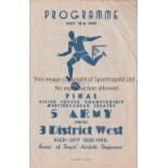 WARTIME FOOTBALL IN ITALY 1945 Four page programme for 5 Army v 3 District West 13/5/1945 played