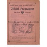 TOTTENHAM HOTSPUR V WOOLWICH ARSENAL 1910 Programme at Tottenham 16/4/1910. 1st League match at