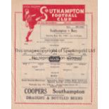 SOUTHAMPTON Single sheet home programme v. Bury 6/9/1947, slightly creased. Generally good