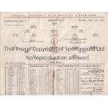 ARSENAL Home programme v Chelsea 4/4/1931. Folds. Score/scorers inserted in pencil. Fair to