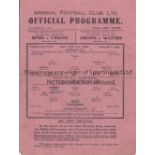 ARSENAL Single sheet home programme v. Aldershot FL South 27/2/1943, slightly creased, team