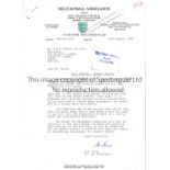 F.A. OFFICIAL LETTERS Two letters on headed paper sent to the Football League relating to Drug