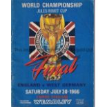 1966 WORLD CUP FINAL Programme for England v West Germany 30/7/1966 with England team entered in