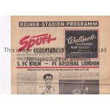 ARSENAL Sport Beobachter large 4 page programme for the away Fairs Cup Quarter-Final v 1FC Cologne /