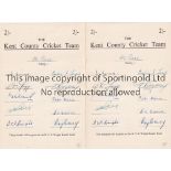 KENT CCC 1940'S AUTOGRAPHS Two official sheets numbers 88 & 89 both with 11 hand signed autographs