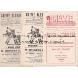 CREWE ALEXANDRA Twelve home programmes v. Hartlepools 54/5, Wrexham FA Cup and Derby 56/7,