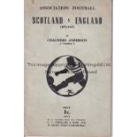 SCOTLAND V ENGLAND Brochure published by Cousland of Edinburgh in 1947 with 75 years history of