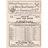 WEST HAM UNITED V ARSENAL 1932 Programme at West Ham United 26/3/1932. 4 Page white copy. Ex Bound