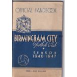 BIRMINGHAM CITY Handbook for season 1946/7. Generally good