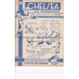 CHELSEA Programme for the home League match v. Liverpool 24/12/1938. Generally good