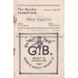 BURNLEY V COVENTRY CITY 1937 Programme for the League match at Burnley 26/3/1937, rusty staples