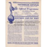 TOTTENHAM HOTSPUR V BOSTON UNITED 1956 FA CUP Programme for the tie at Tottenham 7/1/1956,