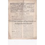 ARSENAL V WEST HAM UNITED 1925 FA CUP Programme for the tie at Arsenal 21/1/1925, heavily folded and