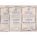 EVERTON 1945/46 Six home programmes including Barnsley (22/4/1946 - Monday afternoon kick-off time),