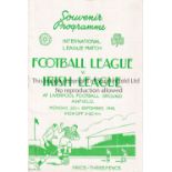 AT LIVERPOOL : FOOTBALL LEAGUE V IRISH LEAGUE 1948 Programme for the International League match 20/