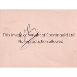FRED PERRY AUTOGRAPH An album sheet signed by the legendary Tennis player who won 21 Grand Slam