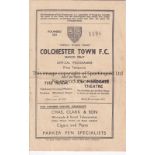AT COLCHESTER TOWN : ESSEX SENIOR CUP FINAL REPLAY 1937 Programme for Harwich and Parkeston v Ilford